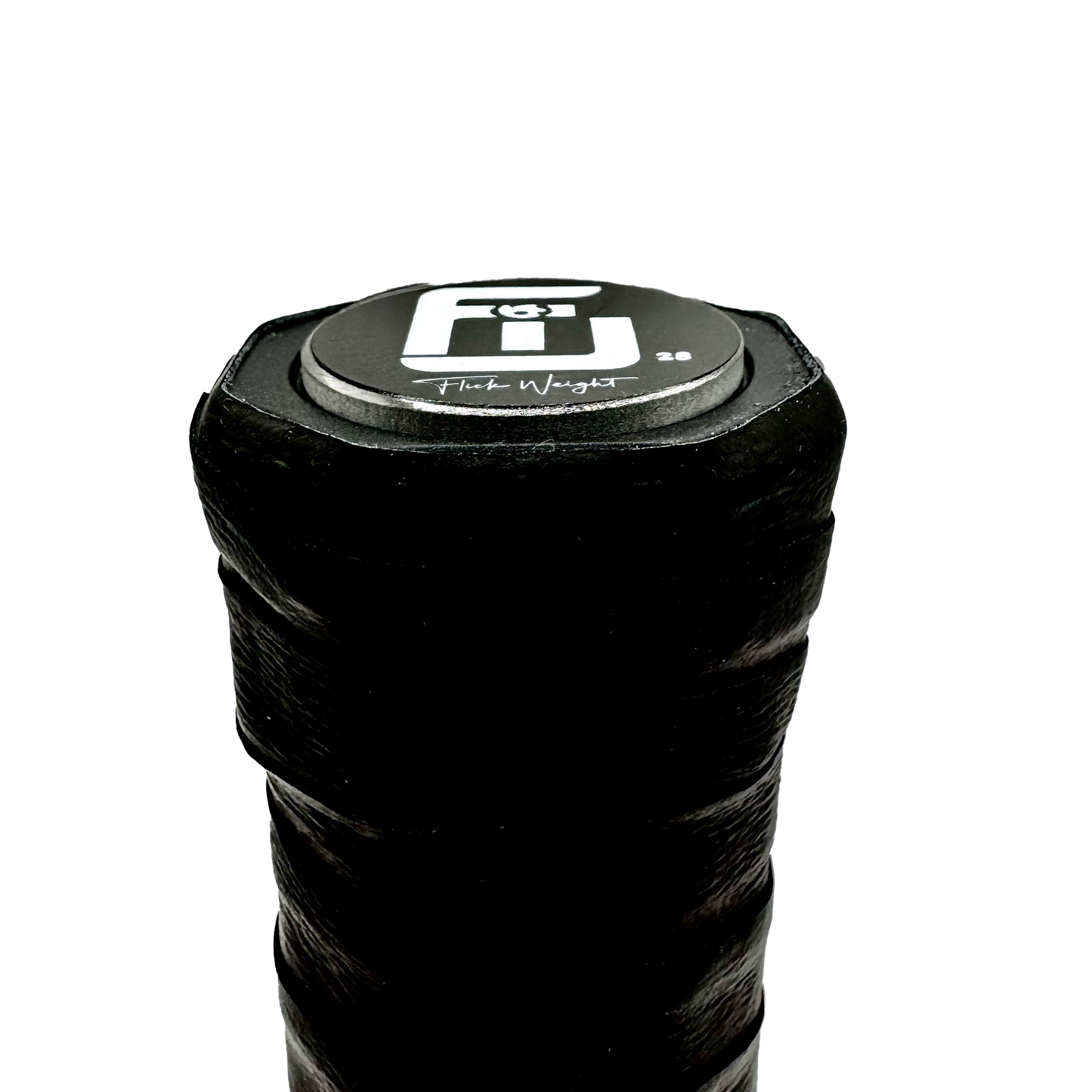 Tungsten 1 oz Signature Pro-Line Flick Weight on the bottom of a pickleball paddle for optimizing balance points for pickleball players