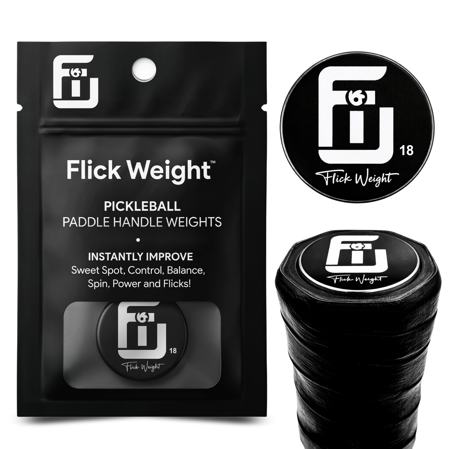 18g Tungsten pro-line flick weight - thinnest pickleball paddle weight possible