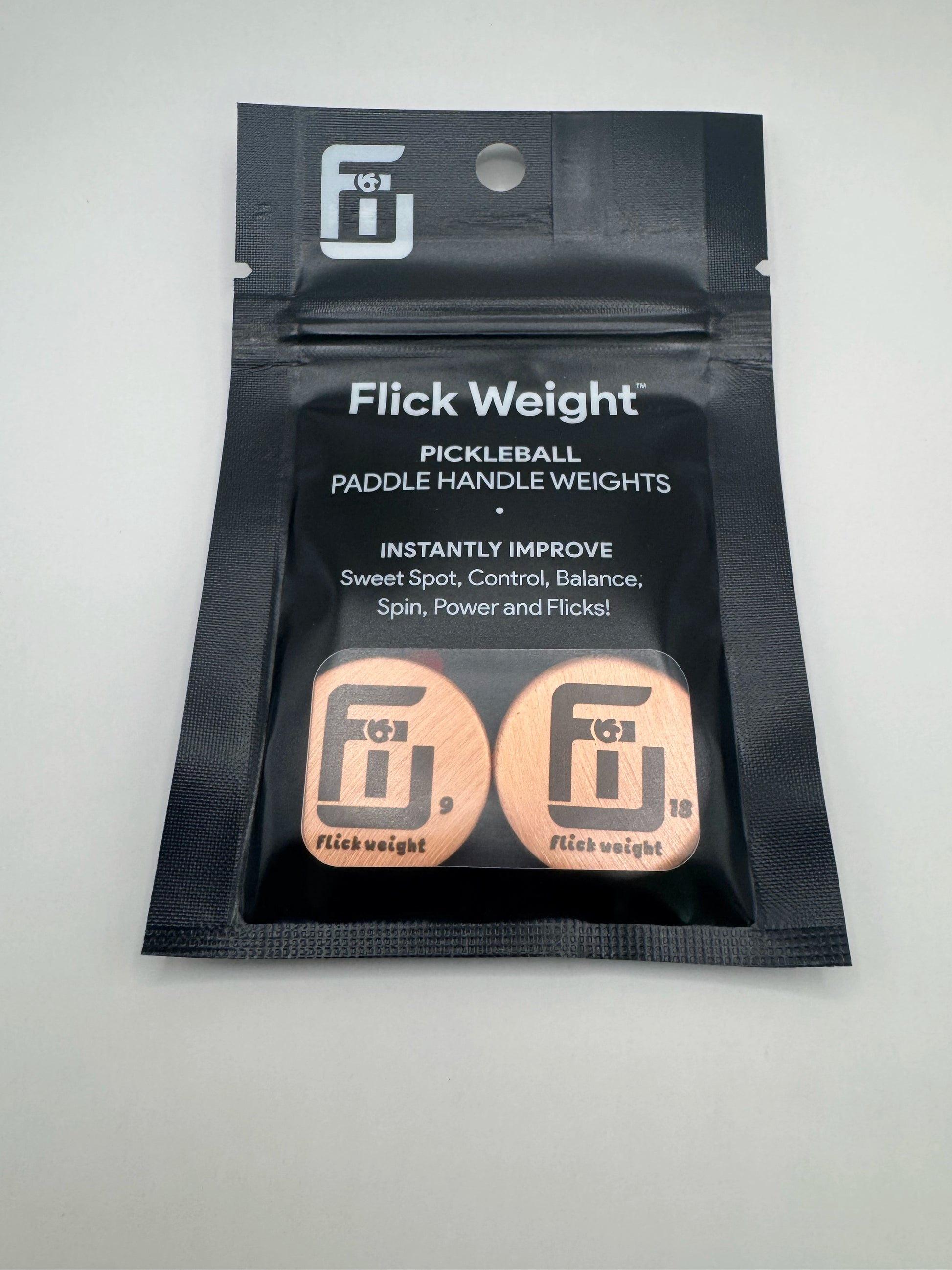 4 pack of flick weights inside of a package