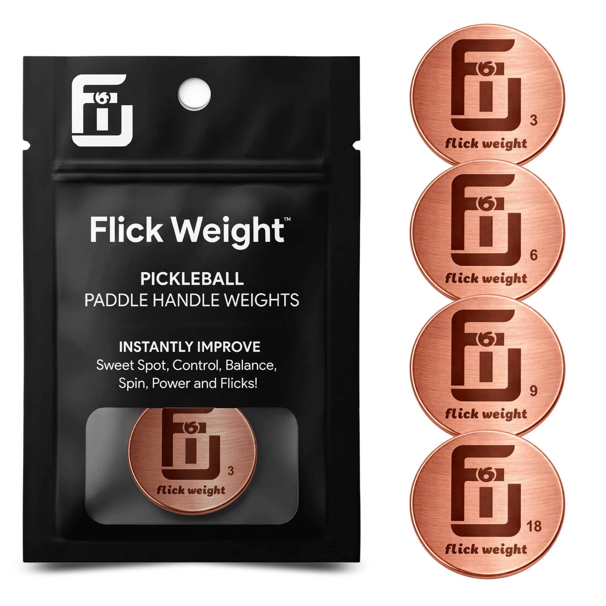 4 pack of flick weights for pickleball players that need control