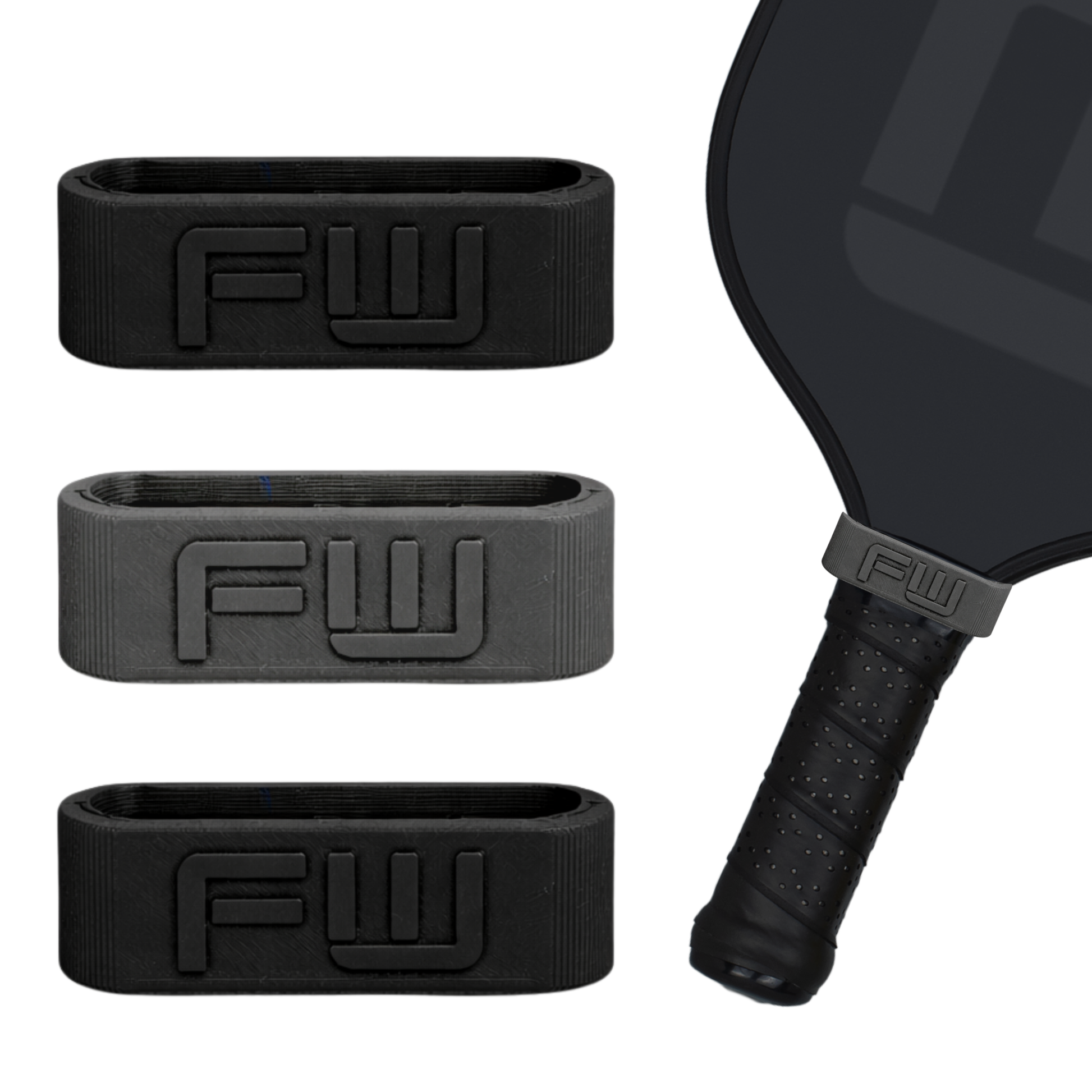 Flick Weight Reflex bands for easy Pickleball Paddle Weighting on the Handle