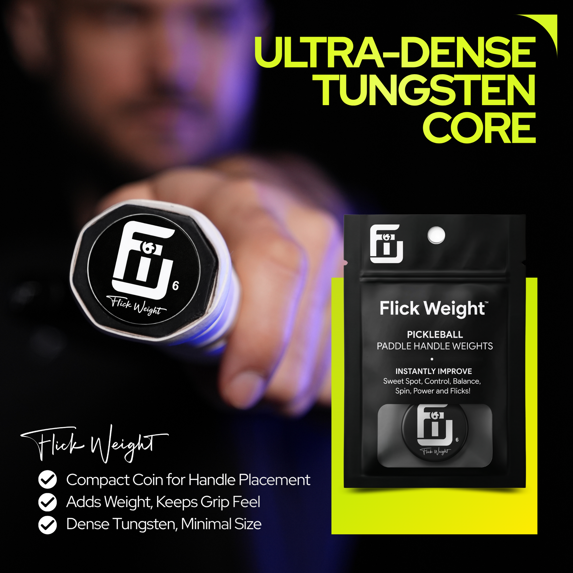 Ultra Dense Tungsten Core Pickleball paddle handle weight